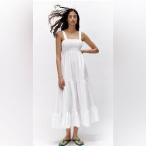 Zara White Poplin Midi Dress -  Size Medium - NWT - Ref 0881 / 912 / 250